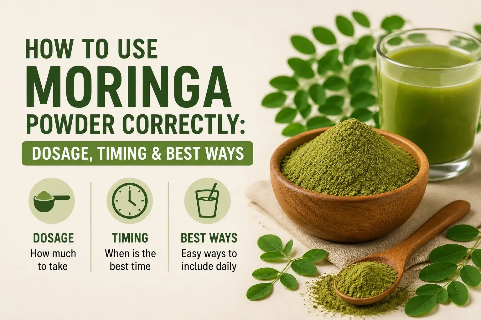How to Use Moringa Powder Correctly: Dosage, Timing & Best Ways